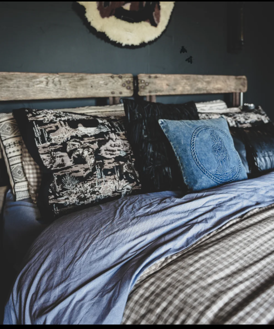 Denim EMBOSSED Cowboy Pillow