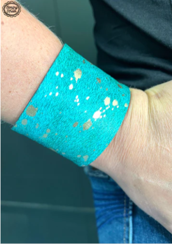 Turquoise Penelope Cowhide cuff bracelet