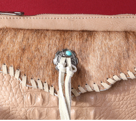 Montana West Hair-On Cowhide Croc Embossed Clutch/Crossbody