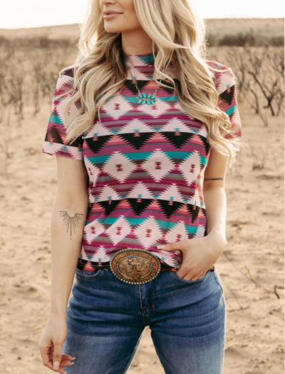 Southern Charm Western Mesh Top