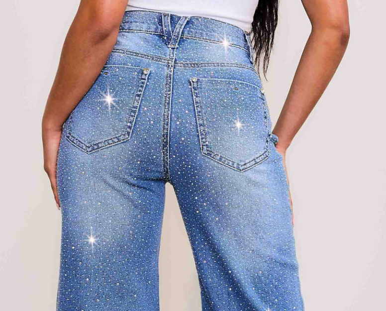 Rhinestone Wide Leg Rodeo Jean