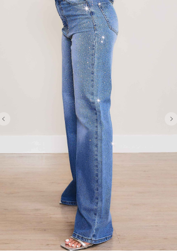 Rhinestone Wide Leg Rodeo Jean