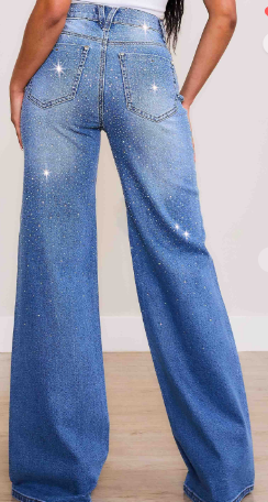 Rhinestone Wide Leg Rodeo Jean