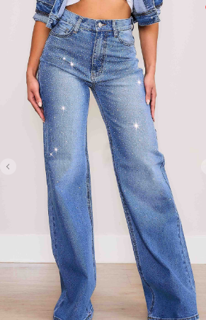 Rhinestone Wide Leg Rodeo Jean