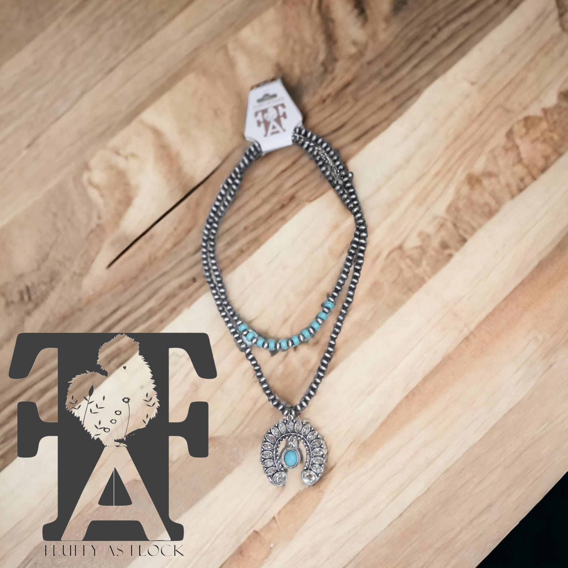 Rhinestone & Navajo pearl necklace