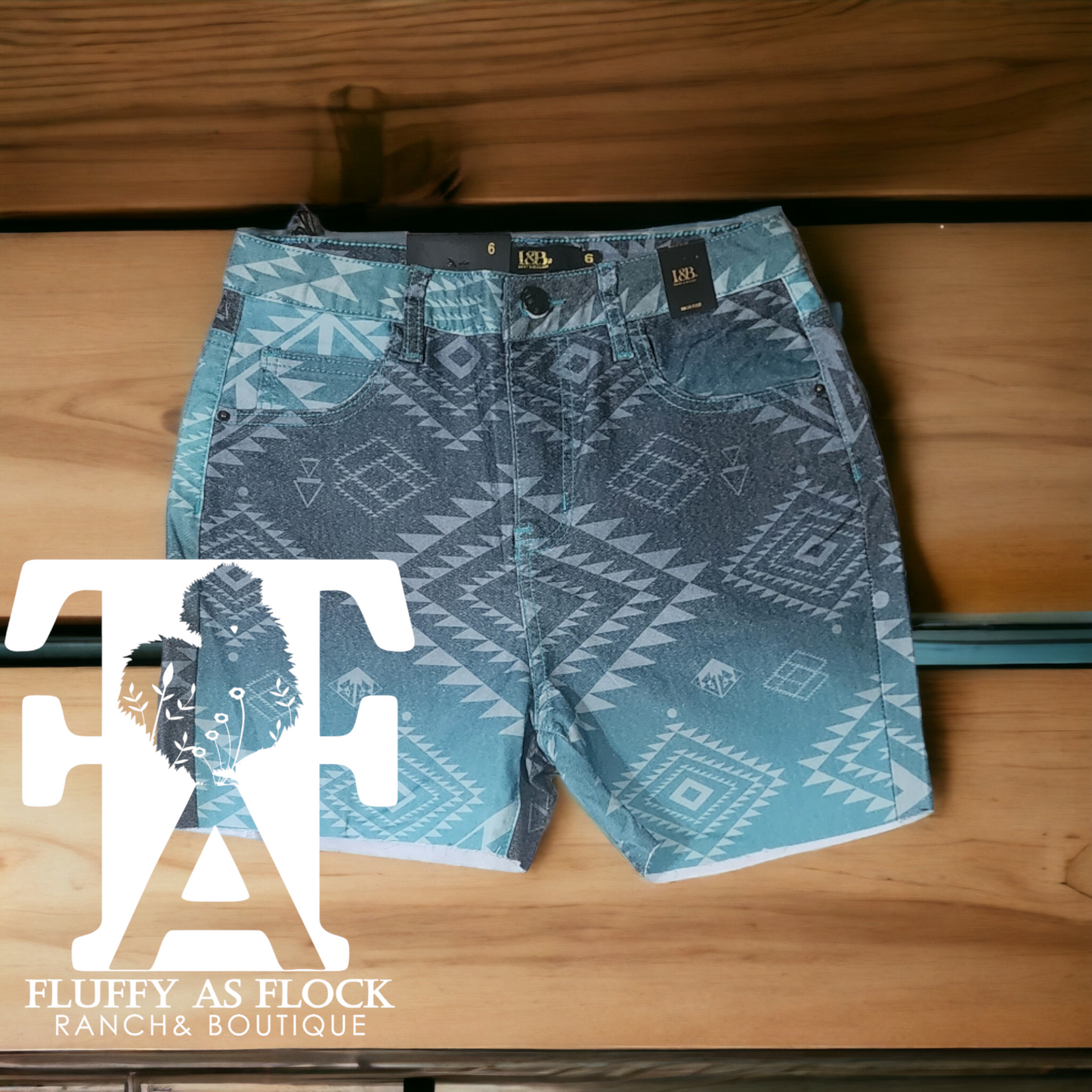 ☆ High- waisted Blue Aztec Jean shorts ☆