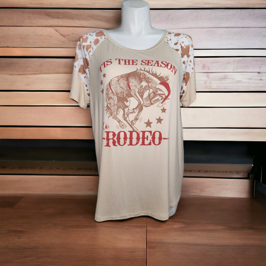 Women's Rodeo cow print holiday top