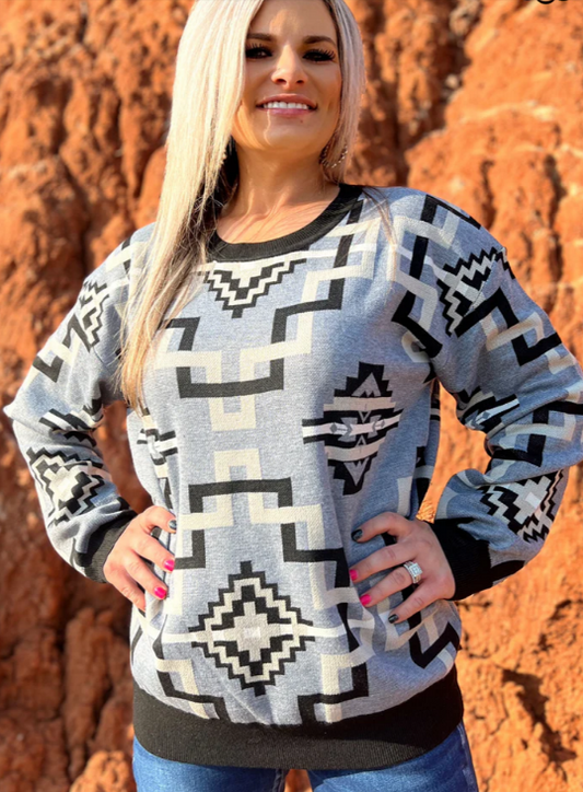 Grey Aztec SK Pullover