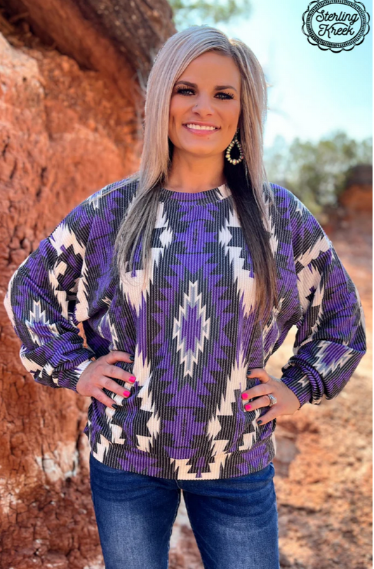 Purple Rain Aztec Pullover