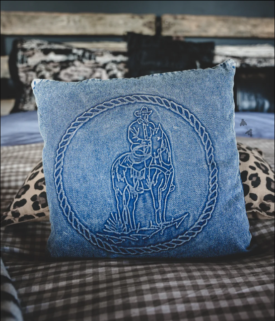 Denim EMBOSSED Cowboy Pillow