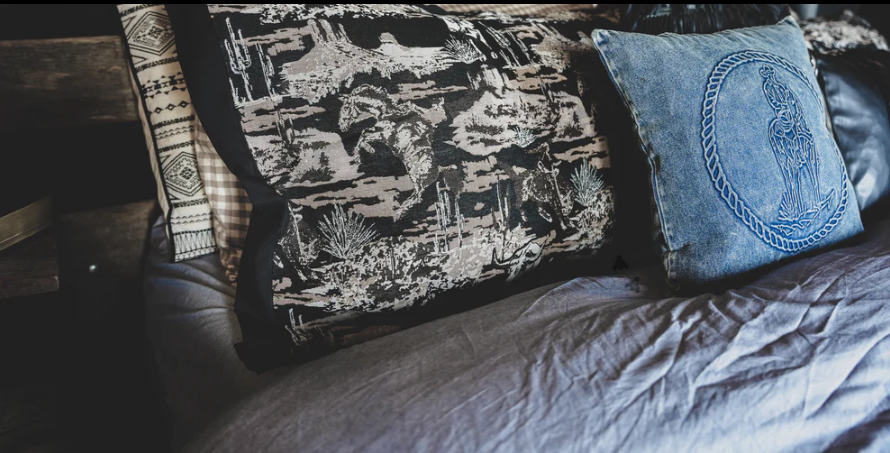 Denim EMBOSSED Cowboy Pillow