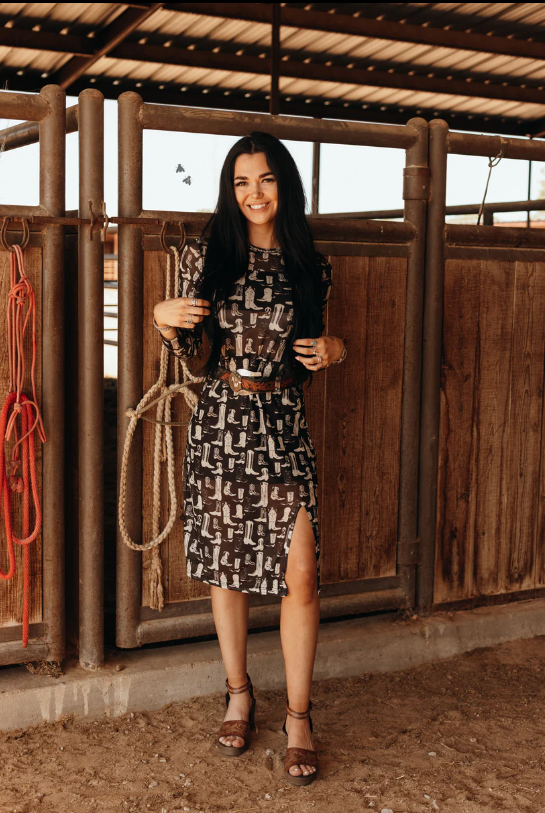Kick Off YOUR Boots western inspired mesh dress
