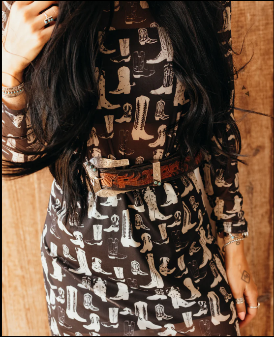 Kick Off YOUR Boots western inspired mesh dress