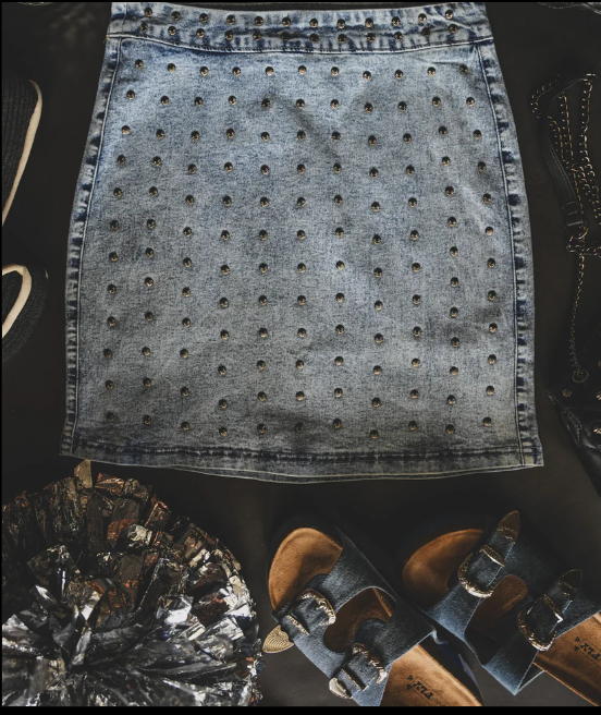 Denim STUDDED Dreamz Skirt