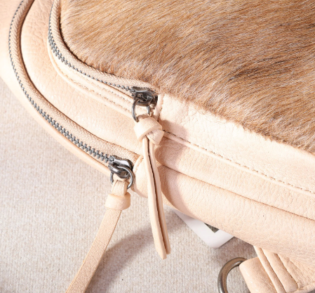 Montana West Genuine Hair-On Cowhide Sling Bag- TAN