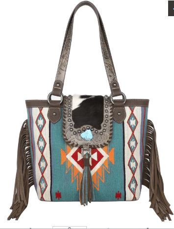 Montana West Hair-On Cowhide Collection Aztec Tapestry Concealed Carry Tote