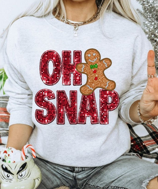 Oh Snap! Gingerbread faux sequin christmas sweatshirt