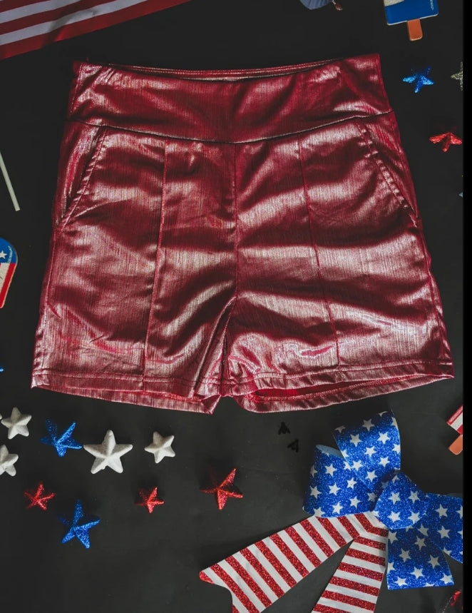 Firecracker Metallic Red Shorts