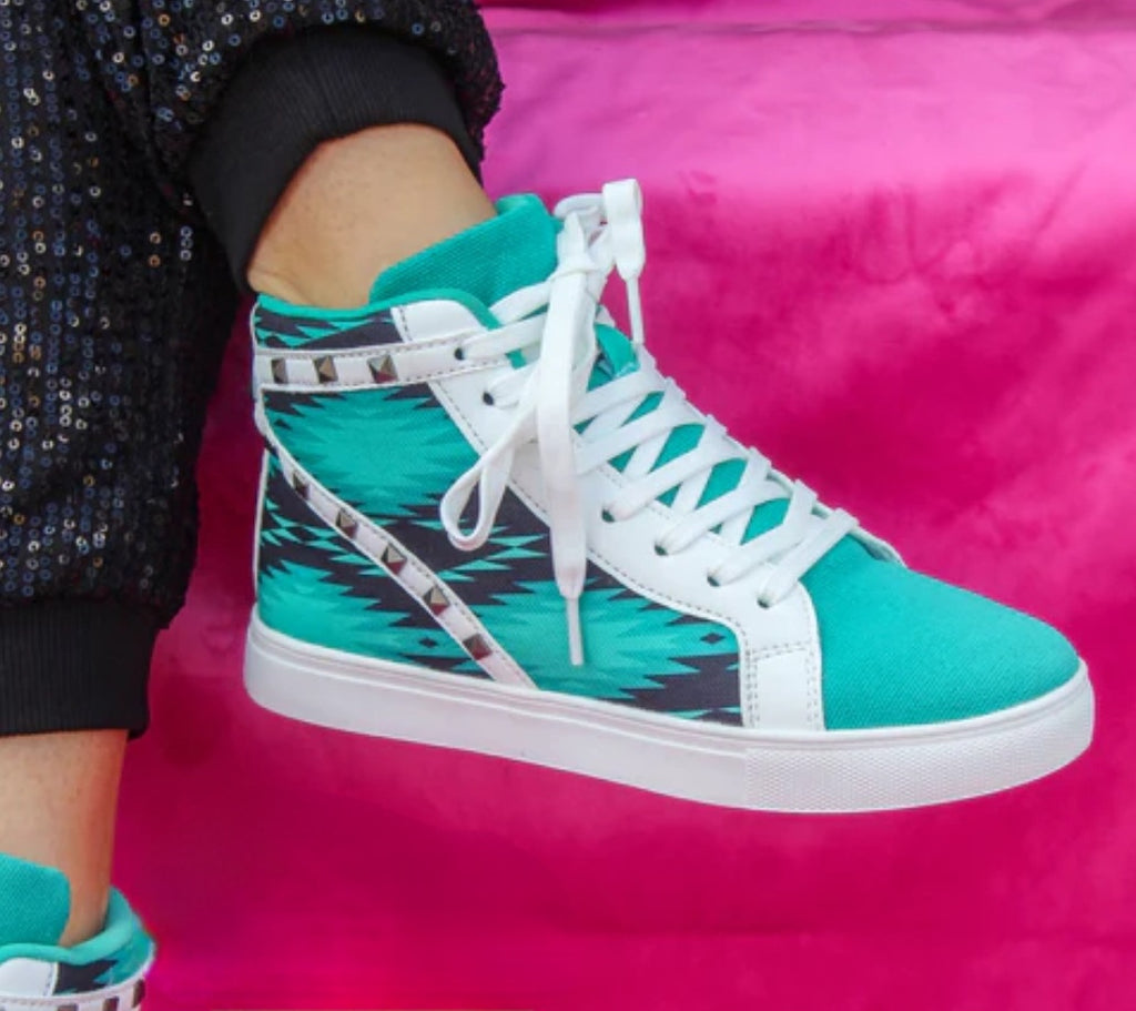 Turquoise & Aztec Punchy sneakers