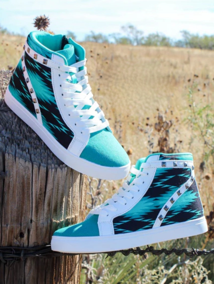 Turquoise & Aztec Punchy sneakers