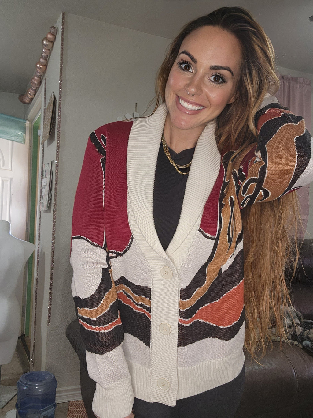 Desert Dreams Western Knit Cardigan with Catcus