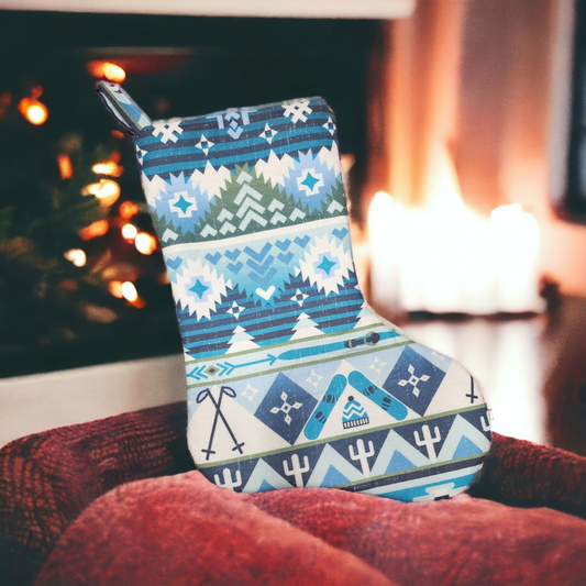 Artisan Made Blue Western Holiday Stocking
