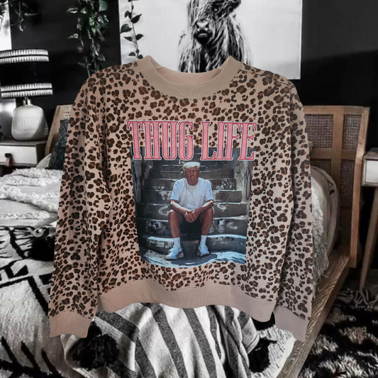 Thug Life Trump Leopard Sweatshirt