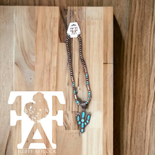 Navajo Pearl & Cactus Pendant Necklace